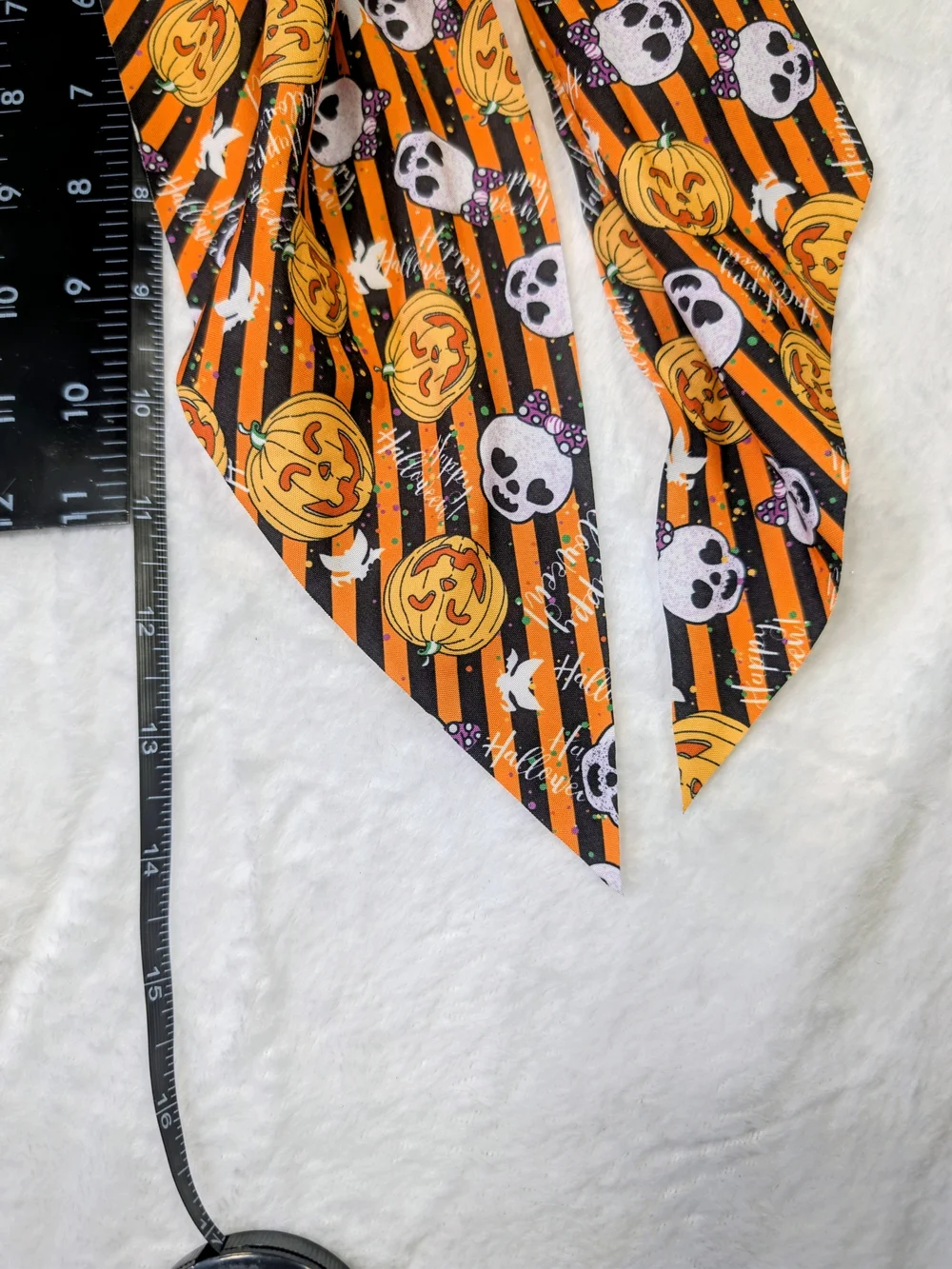 Halloween Pumpkin & Skull Long Tailed Hairbow